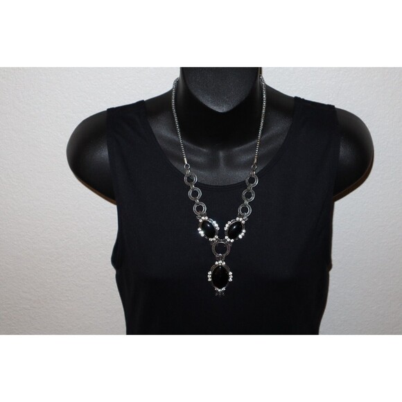 Lot of 4 Vintage Necklaces Bib Black Faceted Beads Cookie Lee Napier Pendant - Picture 8 of 16